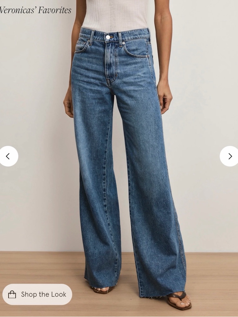 Veronica Beard Taylor Relaxed Wide Leg Jean High Rise Bright Lakeshort Sz 32